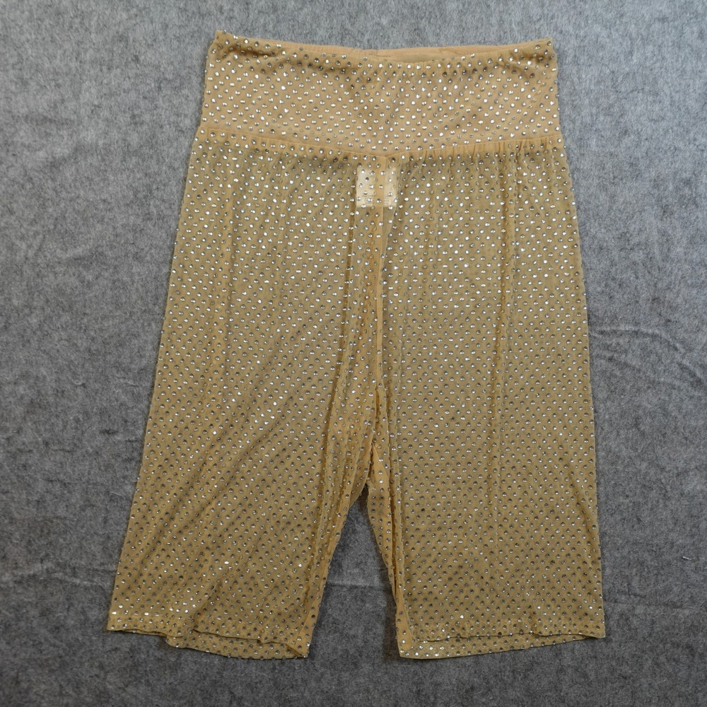 For Love and‎ Lemons Shorts Womens Extra Small Tan Kiara Mesh Rhinestone Sheer